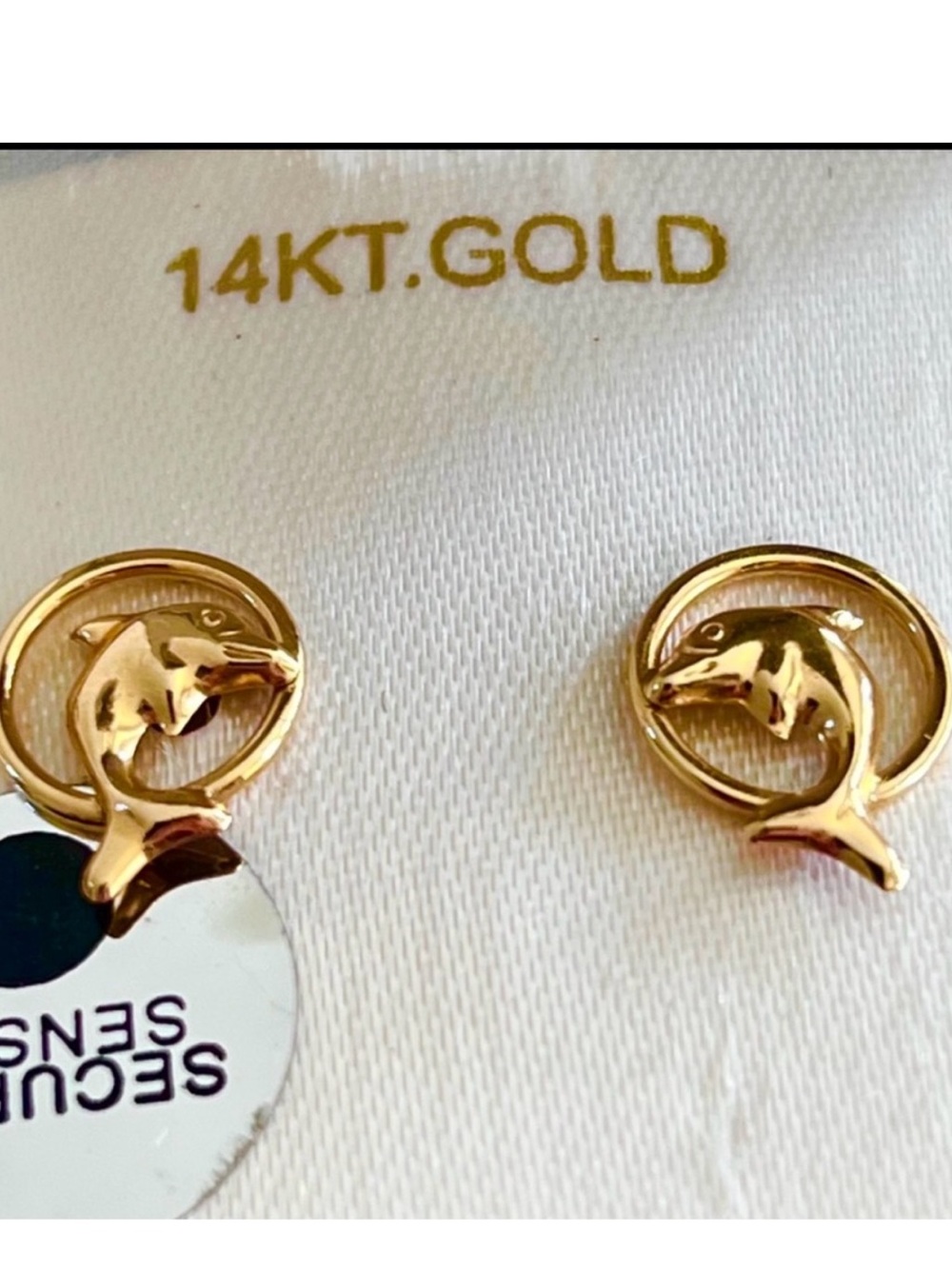 NIB 14K Fine Gold Dolphin Stud
Earrings with secure post